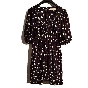 Abercrombie & Fitch Medium Emerson Ruched Polka Dot Puff Sleeve Mini Dress